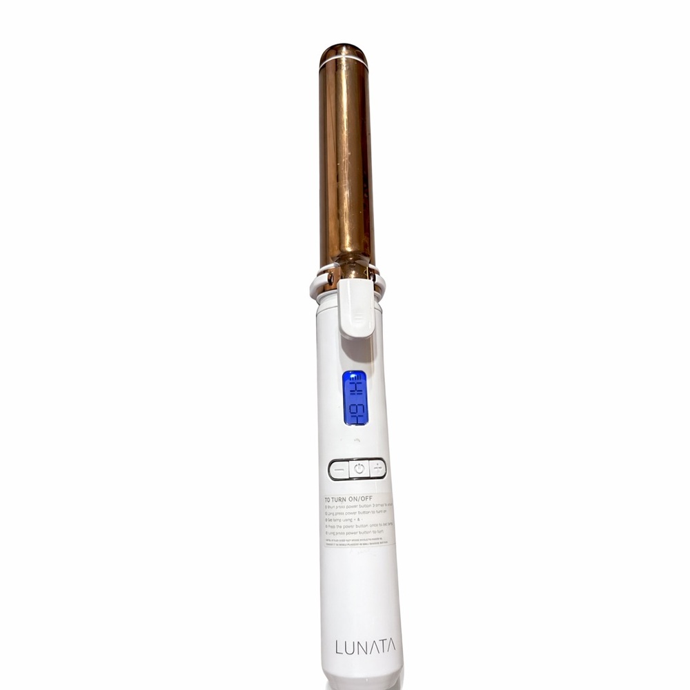 Lunata White and Rose Gold Digital Curling Iron works great no cord